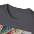 Charcoal crew neck t-shirt with vibrant Superman portrait and regular fit