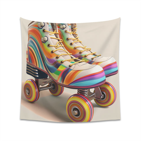 Retro Roller Skate Tapestry: Vintage charm with colorful stripes, perfect for all seasons - BenCPrints