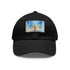 Empire State watercolor skyline baseball cap, white with light brown patch.