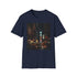 Charcoal cotton T-shirt with vibrant city lights night sky design
