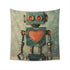 Vintage Robot Love Tapestry: Quirky Retro Futurism Decor - High-Quality & Stylish - Perfect Gift - Available in 2 Sizes