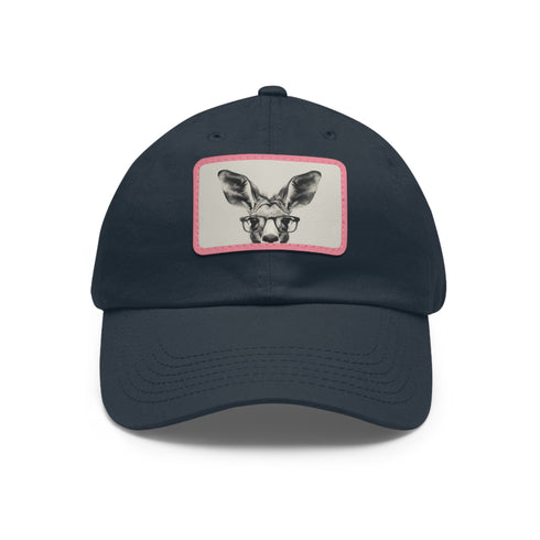 Kangaroo Cool Hipster Cap with Glasses in White Rectangle Variant