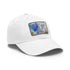 Eiffel Tower Watercolor Baseball Cap in White with Light Brown Patch