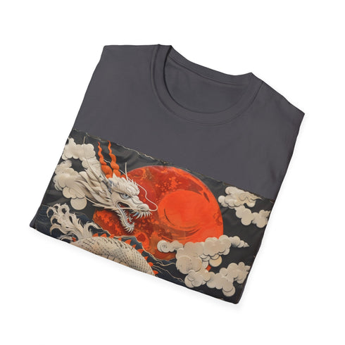 Majestic Japanese Dragon Flight Tee in Charcoal, size S, summer pick.