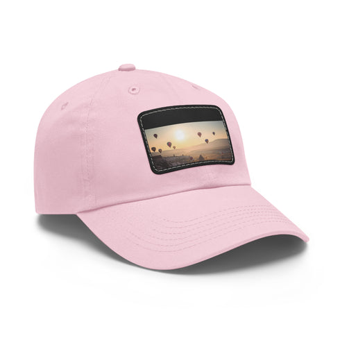 Cotton baseball cap with Cappadocia air balloon patch in white.