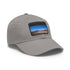 Stylish white baseball cap with light brown rectangle patch.