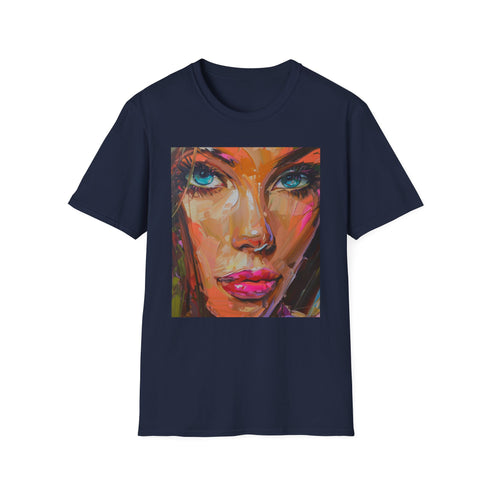 Vibrant charcoal Barbie portrait T-shirt with soft cotton crew neck design