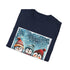 Charcoal winter-themed penguin graphic cotton t-shirt in regular fit