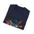 Charcoal cotton crew neck t-shirt featuring vibrant Times Square night scene graphic