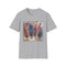 Bohemian feather design charcoal cotton t-shirt soft crew neck breathable fabric