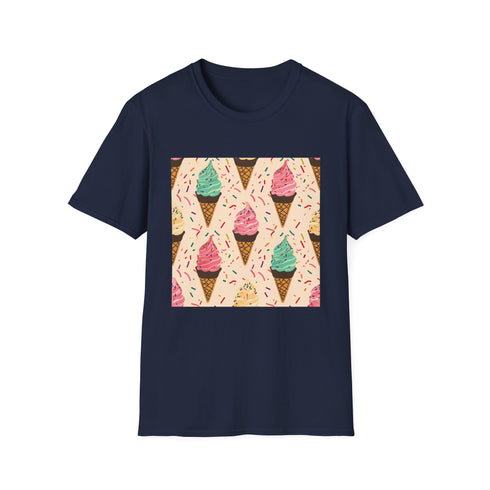 Sweet Indulgence Ice Cream Cone Print Charcoal Crew Neck T-shirt