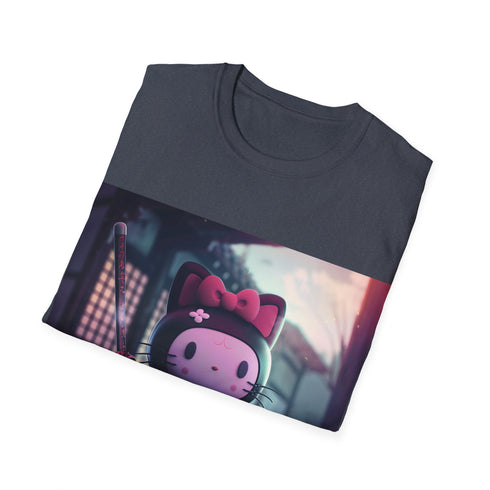 Cute charcoal Kuromi x Hello Kitty tee with regular fit.