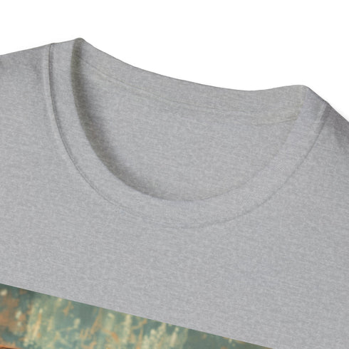 Charcoal vintage camera t-shirt with film reel pattern in soft cotton fabric