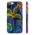 Vibrant neon leaf pattern glossy phone case for iPhone 7 Plus.