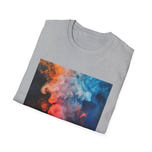 Abstract smoke art charcoal t-shirt, soft cotton, mesmerizing swirl design.