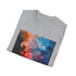 Abstract smoke art charcoal t-shirt, soft cotton, mesmerizing swirl design.