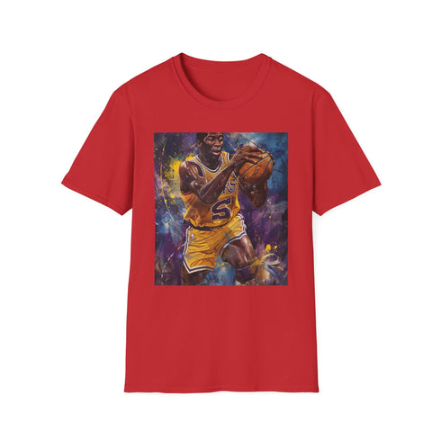 Legendary Magic Johnson Charcoal Cotton T-Shirt with Showtime Portrait Graphic