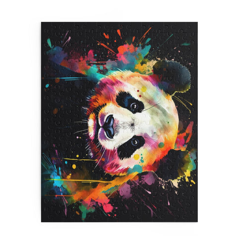 Joyful Panda Watercolor Puzzle with cute panda and colorful flora.