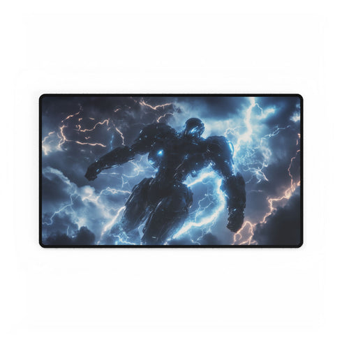 Mech Warrior under Lightning Storm Gaming XXL Extended Desk Mat