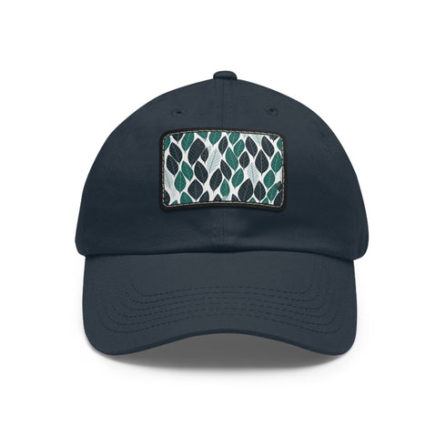 Green leaf pattern cotton baseball cap with unique dirty ferret texture.