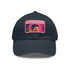 Neon-colored watercolor baseball cap with light brown rectangle patch.