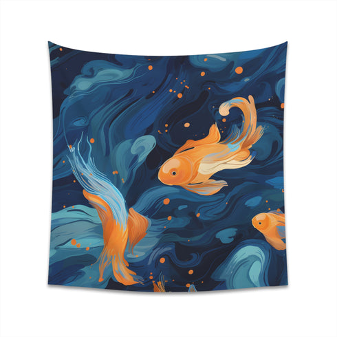 Vibrant Koi Fish Tapestry - Symbolizing Perseverance and Good Fortune - 34 x 40 and 57 x 57 Sizes - High-Quality Material - Perfect Gift for All Seasons - BenCPrints