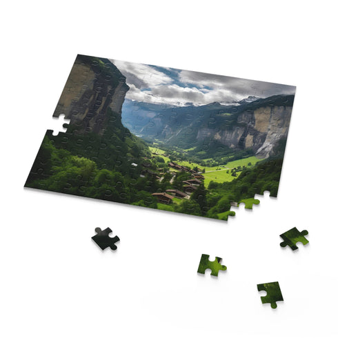 Stunning Lauterbrunnen Valley Cliff Jigsaw Puzzle - 10"x8" - 120 pcs