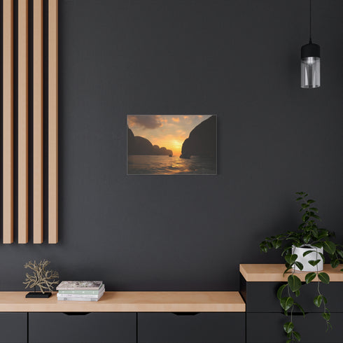 Maya Bay Tropical Limestone Cliffs Sunset Stretched Canvas Wall Art - View 5 | Prints With Passion