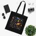 Celestial Dreams Black Cotton Tote Bag with Celestial Pattern