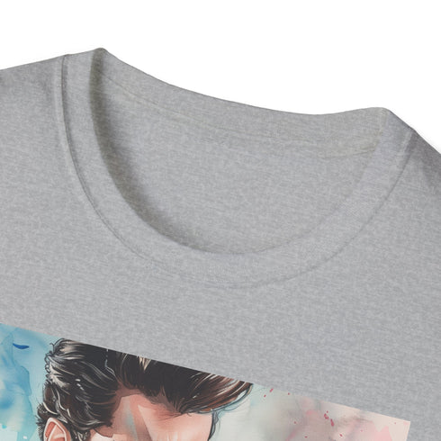 Watercolor charcoal t-shirt featuring Travolta as Danny Zuko in regular fit
