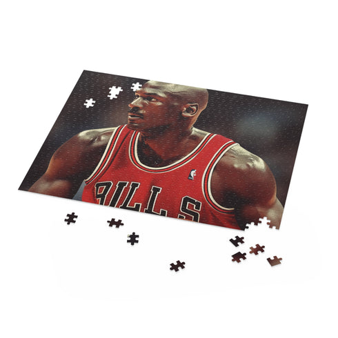 Jordan basketball puzzle with iconic Bulls jersey image for fans.