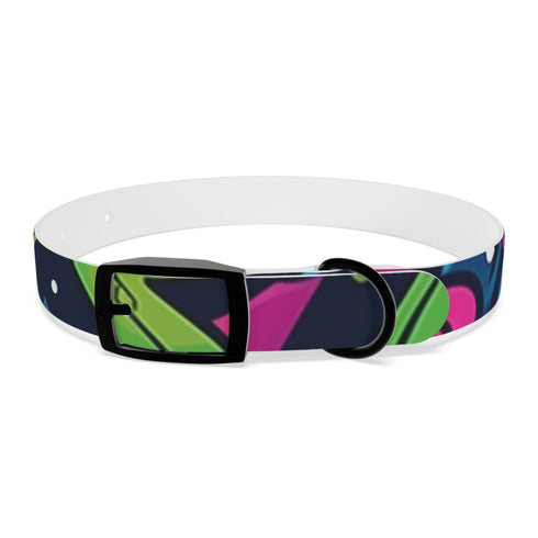 Neon graffiti dog collar, M size, black onyx variant.