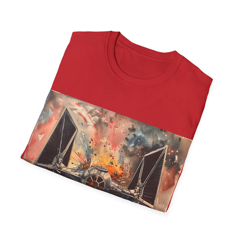 Empire Strikes Back Tie Fighter Tee in Charcoal, size S. Cotton crew neck Star Wars t-shirt.