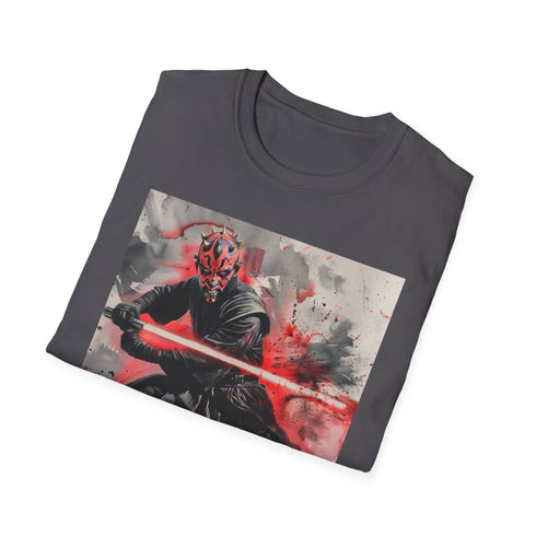 Charcoal cotton Darth Maul T-shirt with vivid Sith Lord illustration
