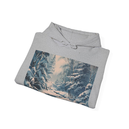 Winter Serene Hoodie in Navy, Unisex Regular Fit DTG Hoodie.