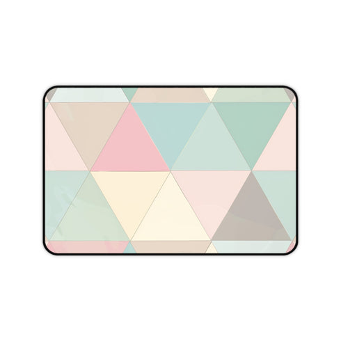 Chic pastel geometric desk mat with soothing hues for stylish workspace.