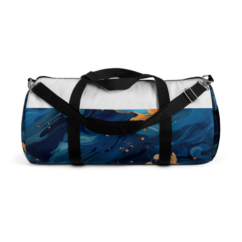 Orange Koi fish print duffel bag, small size, nature-inspired design.