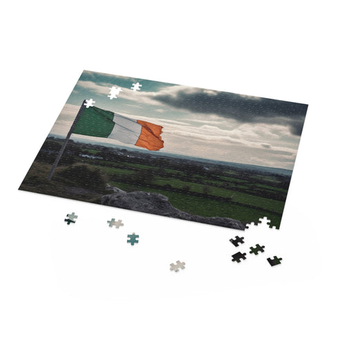 Ireland flag jigsaw puzzle with tricolor design, 120 pieces, 10" x 8"