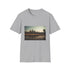 Charcoal cotton T-shirt featuring Angkor Wat silhouette with regular crew neck fit