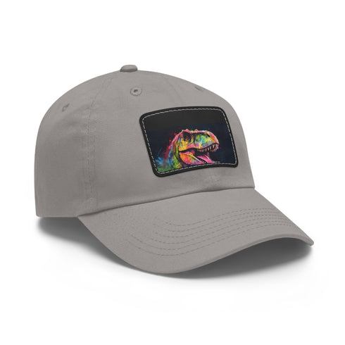 Dino Dreams neon baseball cap with light brown patch - unisex vegan.