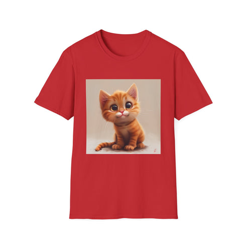 Cute cartoon cat t-shirt in charcoal, size S.