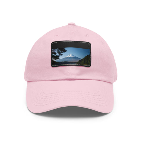 White Fuji Peak Flex Cap with Light Brown patch - Unisex Vegan Hat