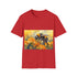 Bumblebee watercolor tee in charcoal, size S. Soft cotton nature art.