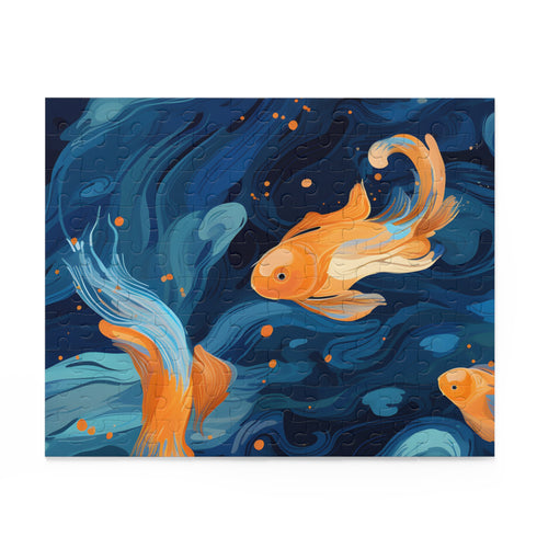 Goldfish Haven Jigsaw Puzzle: Colorful aquatic beauty with graceful orange koi swimming