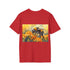 Bumblebee watercolor art tee in charcoal, size S. Trendy summer design.