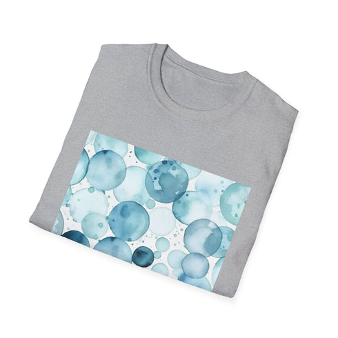 Charcoal cotton T-shirt with hypnotic ice blue eye pattern