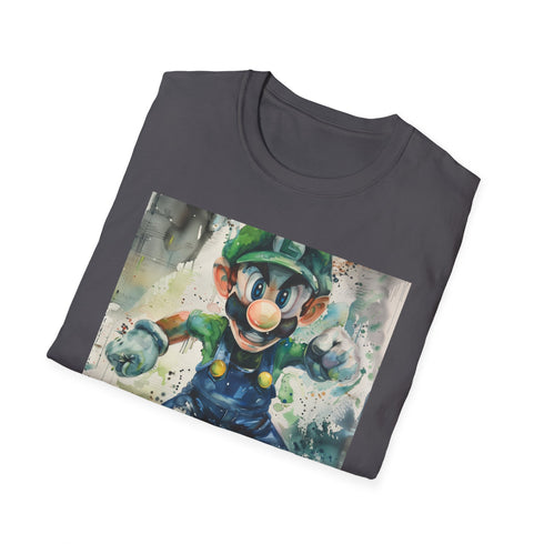 Charcoal green thunder Luigi T-shirt in soft cotton with crew neck design