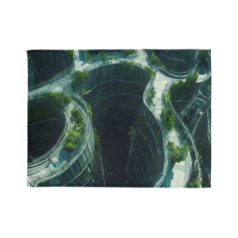 Glass Maze Growing through Skyscrapers Plush Fleece Throw Blanket