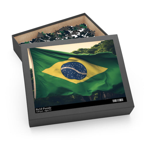 Brazil flag jigsaw puzzle with vibrant colors and iconic design.