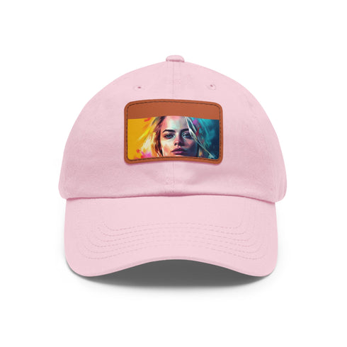 Neon dream cotton hat in white with light brown patch.